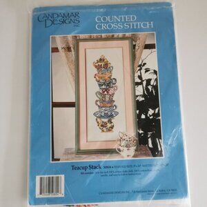 Teacup Stack Counted Cross Stitch Kit 50804 Candamar Designs NEW Sealed